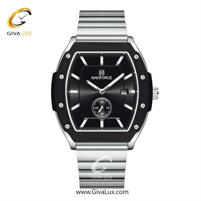 ساعت مچی اورجینال مردانه ناوی فورس|Naviforce|نوی فورس|نیوی فورس دو موتوره زیر ثانیه مشکی-نقره ای | نقره ای| مشکی| کد رفرنس NF8068 S/B